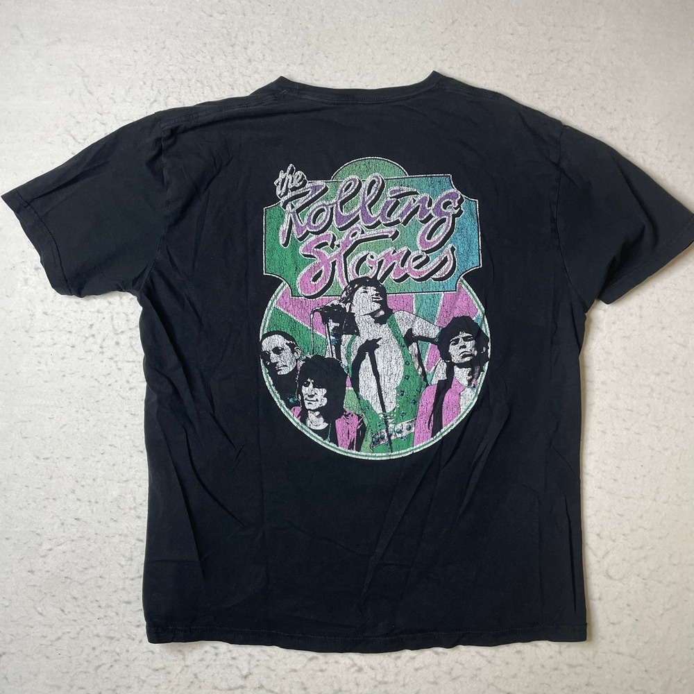 Rolling Stones Graphic T-Shirt Mens XL Black Short Sleeve Band Tee Rock Concert - Picture 1 of 5